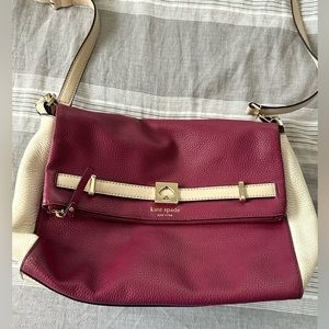 kate spade Two-Tone Berry and Cream Leather Crossbody Bag